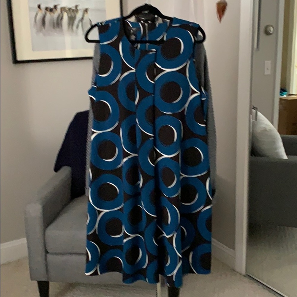 Alfani Blue and Black Geometric Midi Dress